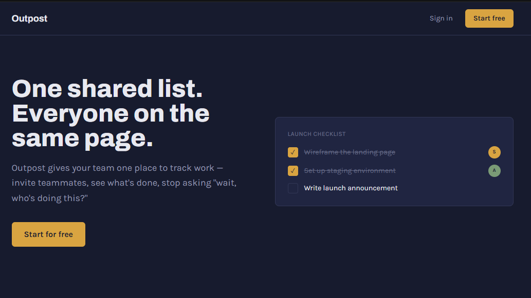 Outpost — Team Accounts SaaS Starter (Invites + Seat Billing)