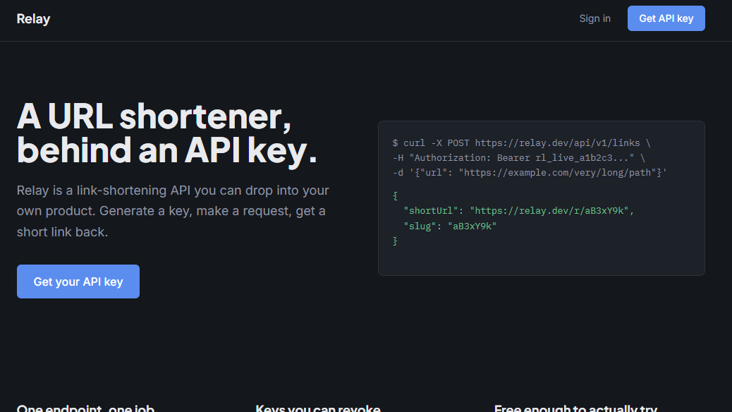 Relay — API Product SaaS Starter (Keys + Rate Limiting)