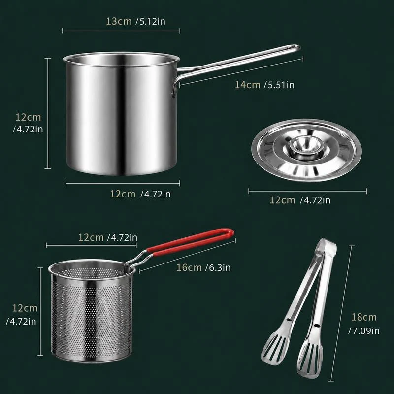Calyva Stainless Steel Deep Fryer Pot Set