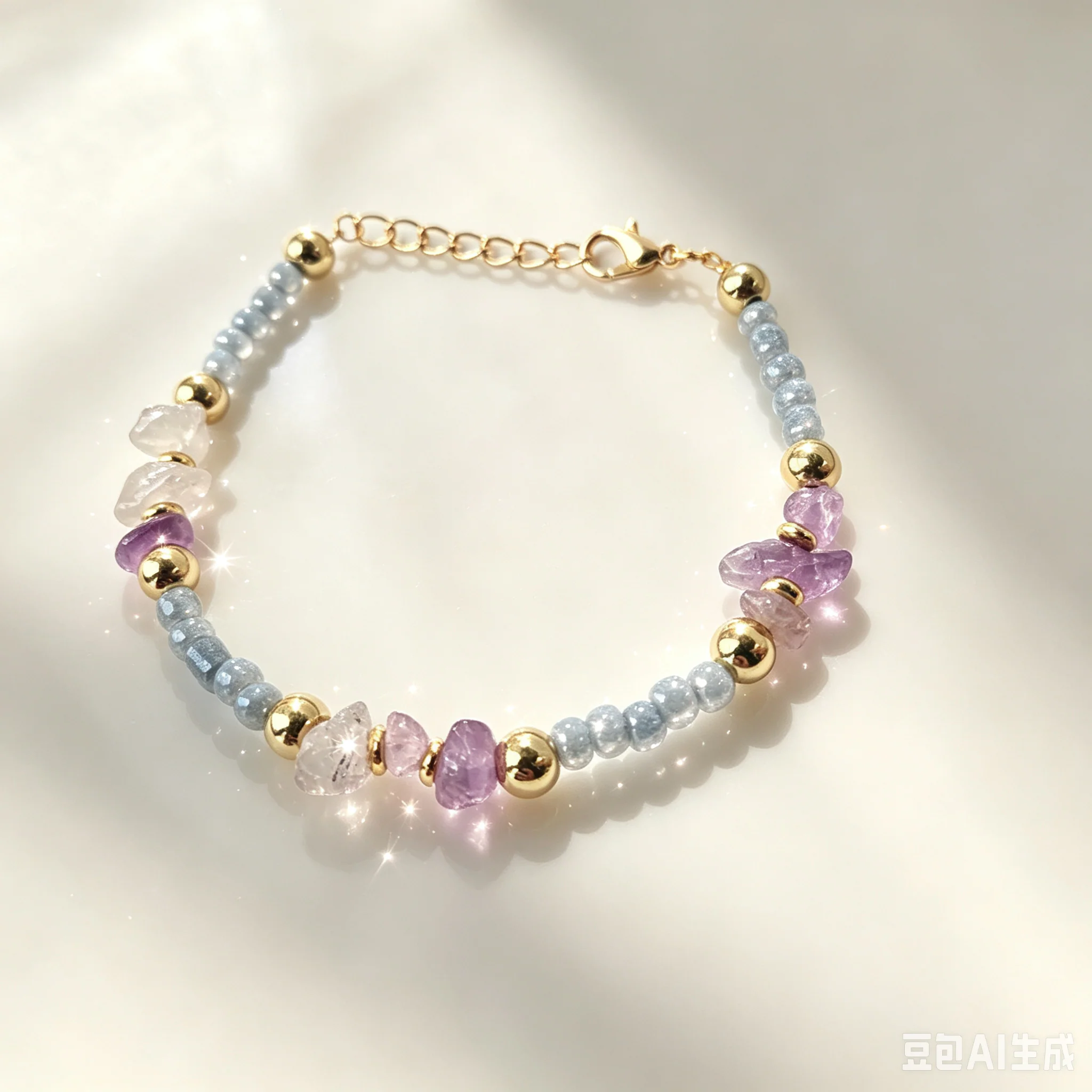 Purple Amethyst Beaded Bracelet