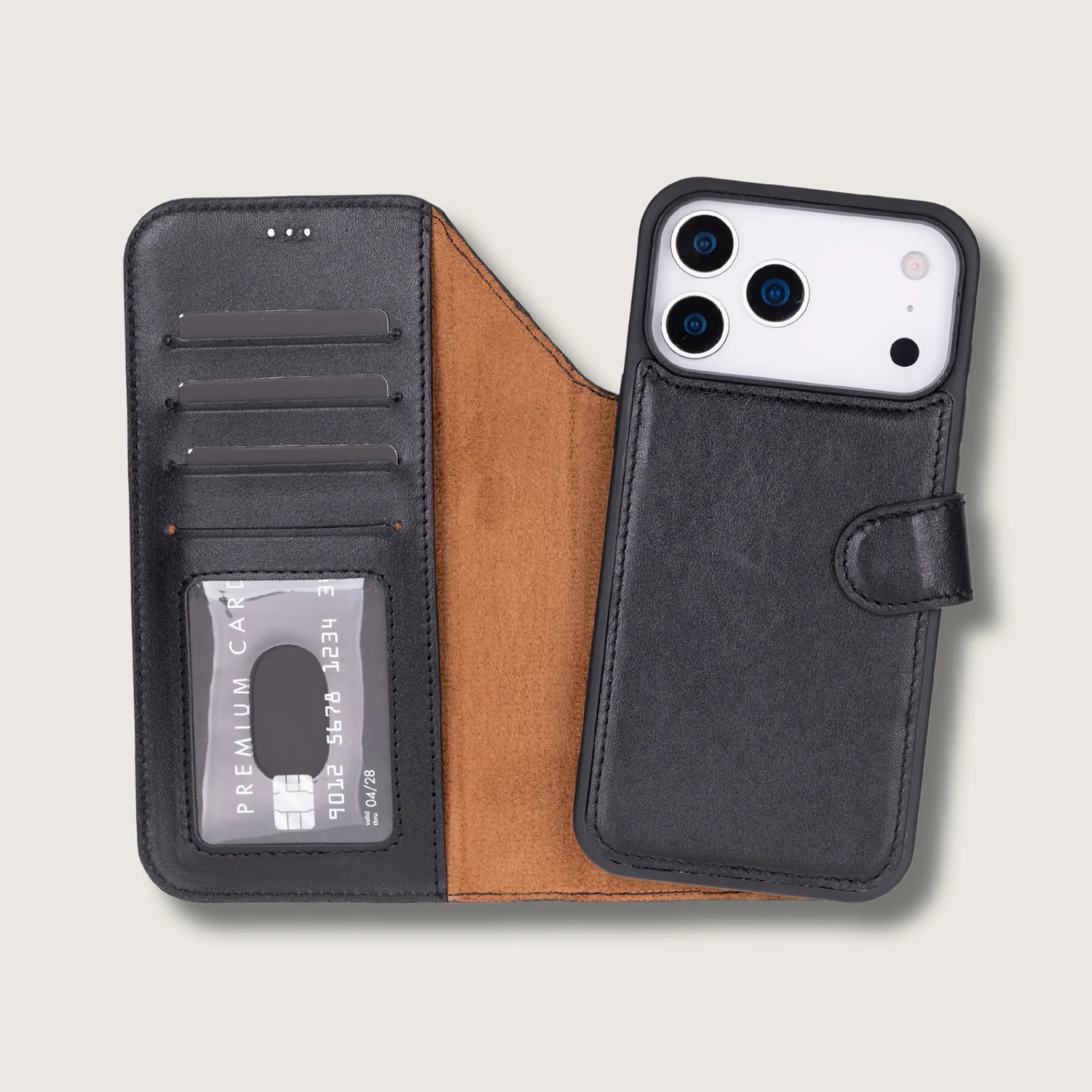 Leather iPhone 18 Pro Wallet Case – Black - Austin