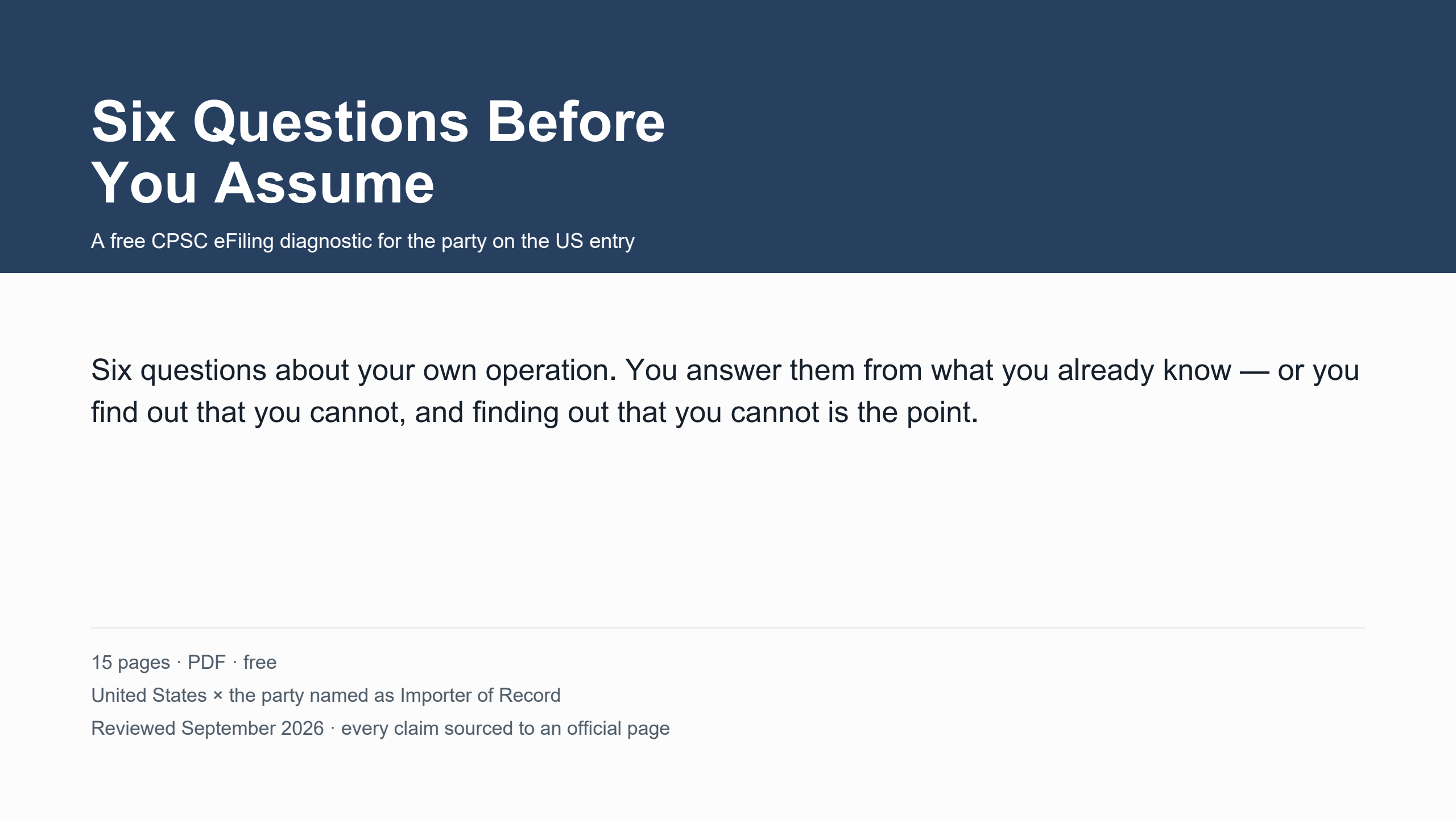 Six Questions Before You Assume