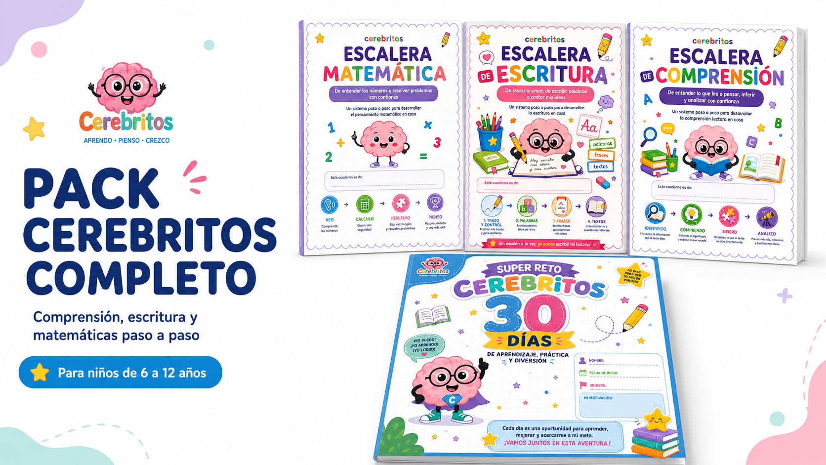 Pack Cerebritos Completo | 190 páginas para aprender en casa