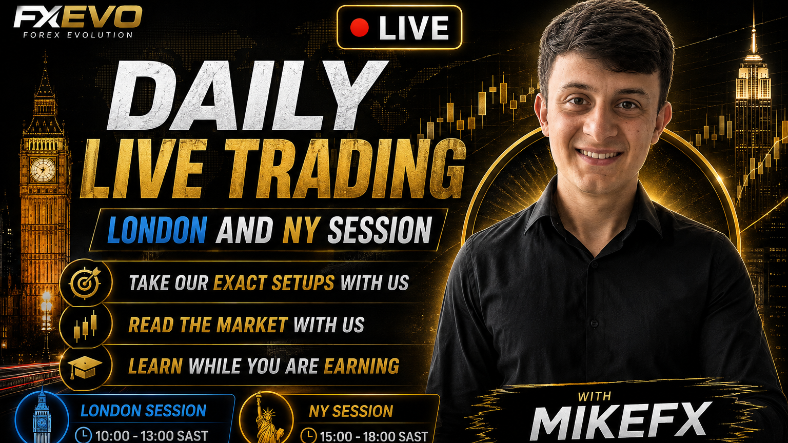 Daily Live Trading Sessions: London & NY