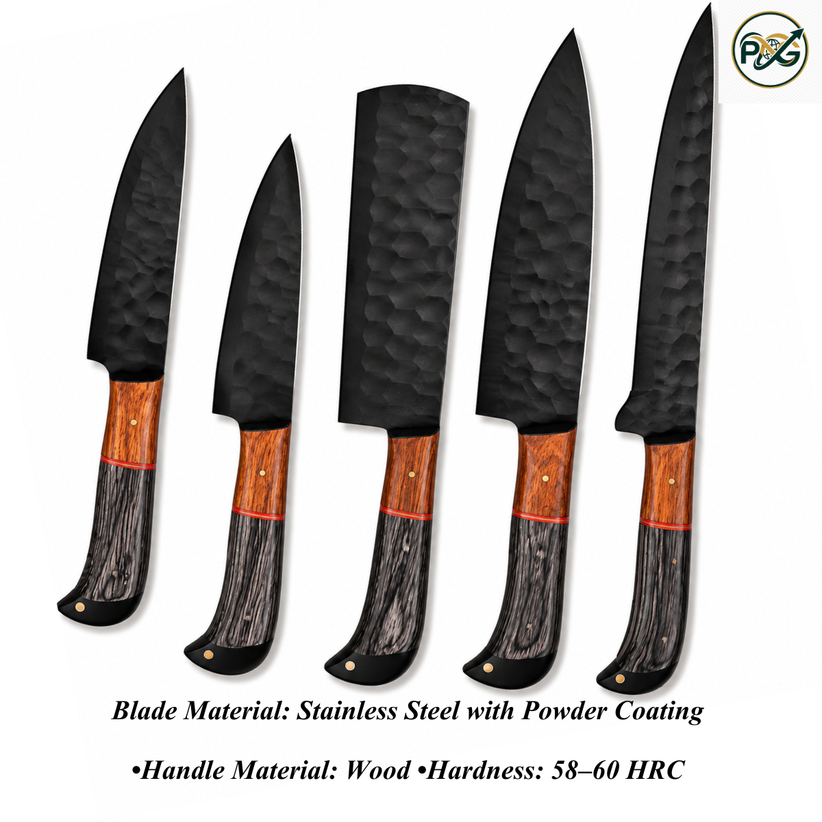 5-Piece Kitchen Knife Set — Wood Handle handmade in Wazirabad, Punjab, Pakistan