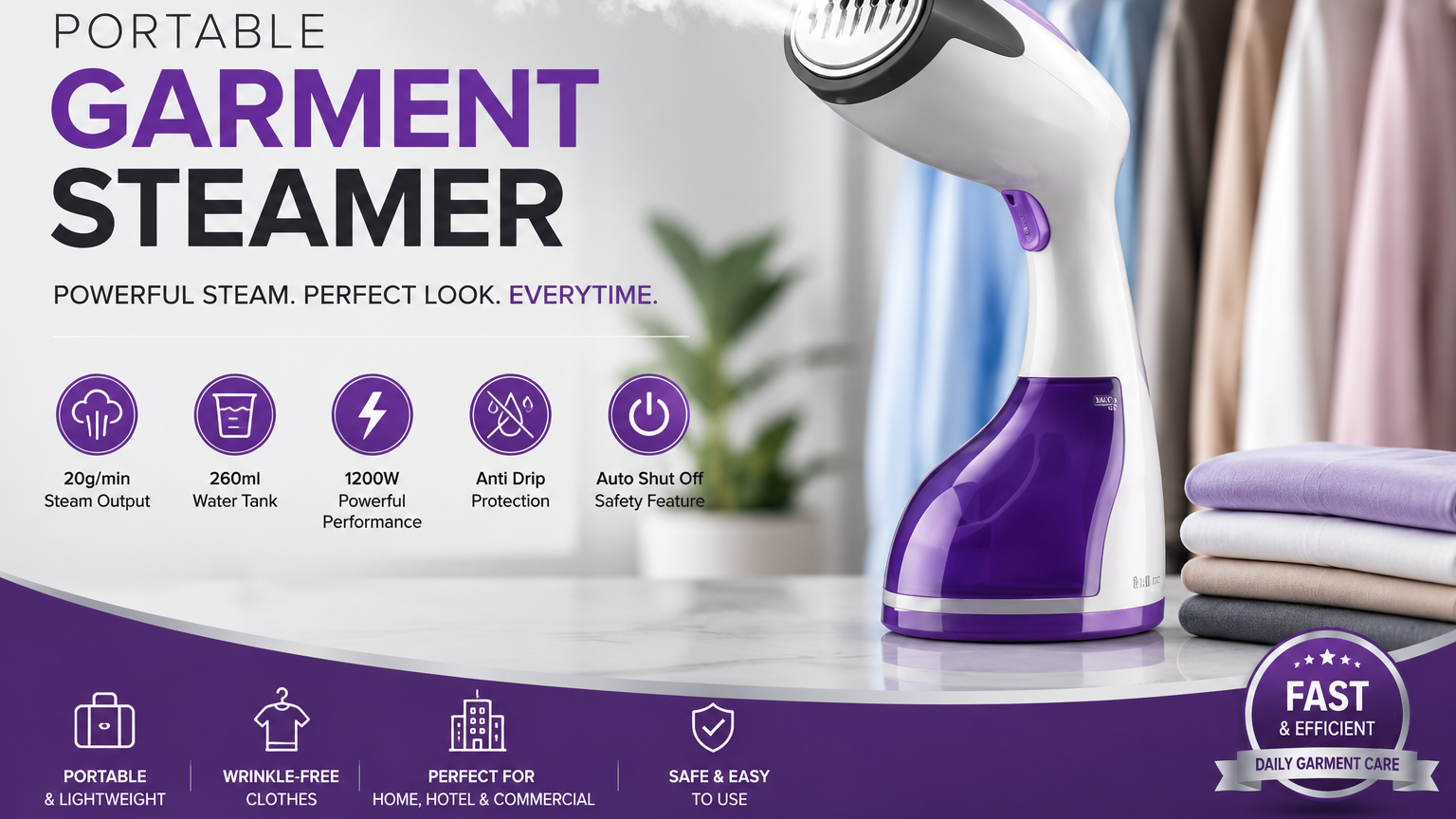 Mini Clothes Vertical Travel Steamer Steam Iron