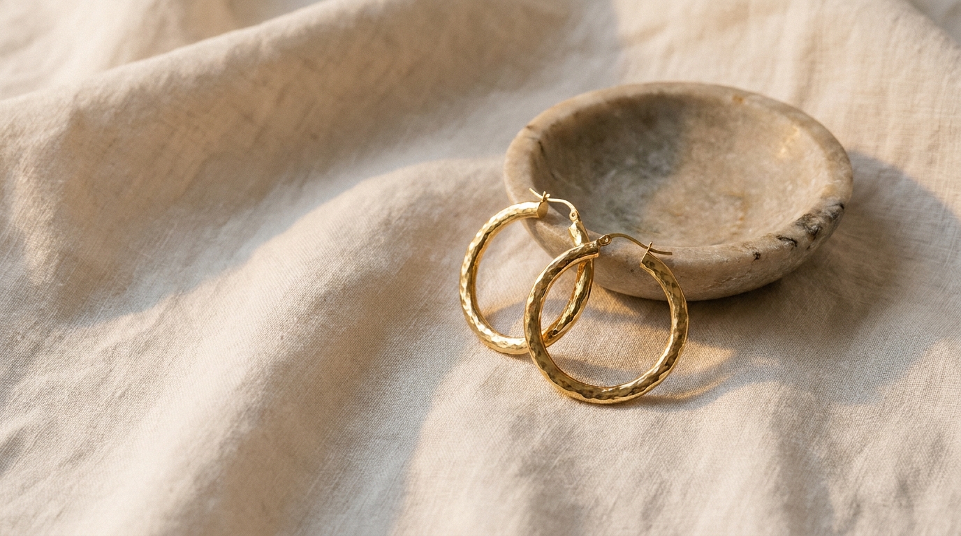 Hammered Gold Hoops