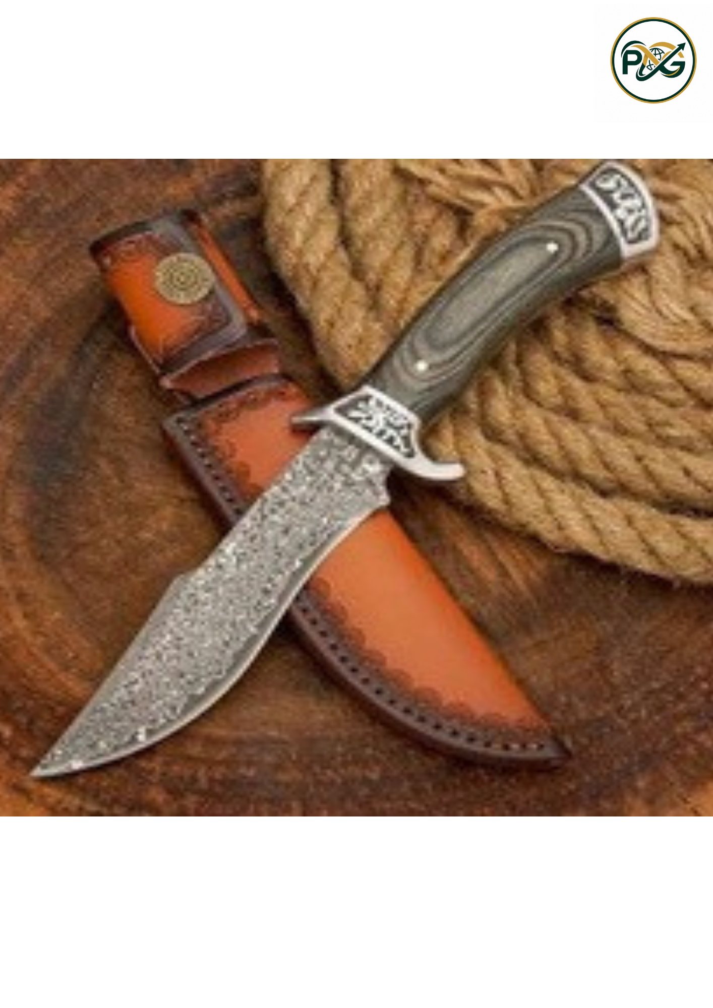 Premium 512-Layer Damascus Knife — Grey Wood Handle handmade in Wazirabad, Punjab, Pakistan