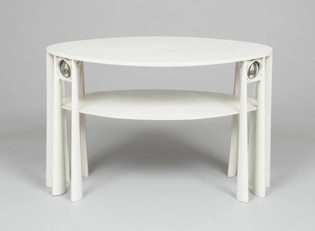 Painted Oval Table, Ebonized Trim