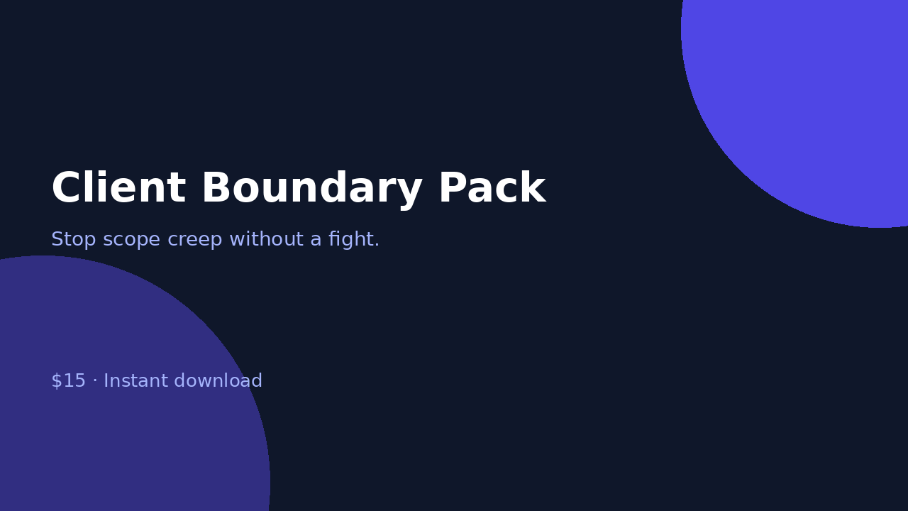 Solo Operator Client Boundary Pack