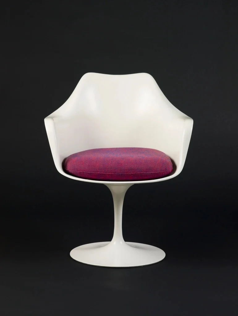 Pedestal Armchair, Magenta Wool