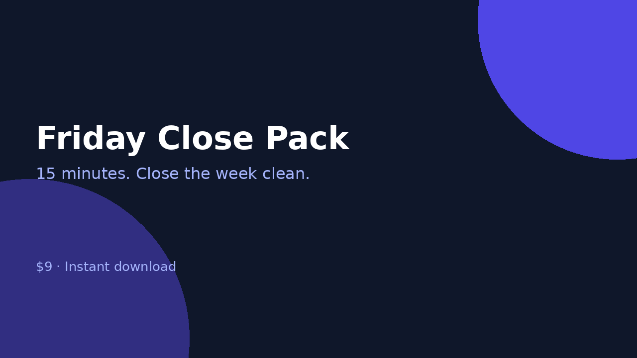 Solo Operator Friday Close Pack