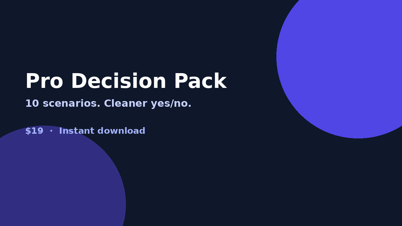 Solo Operator Pro Decision Pack