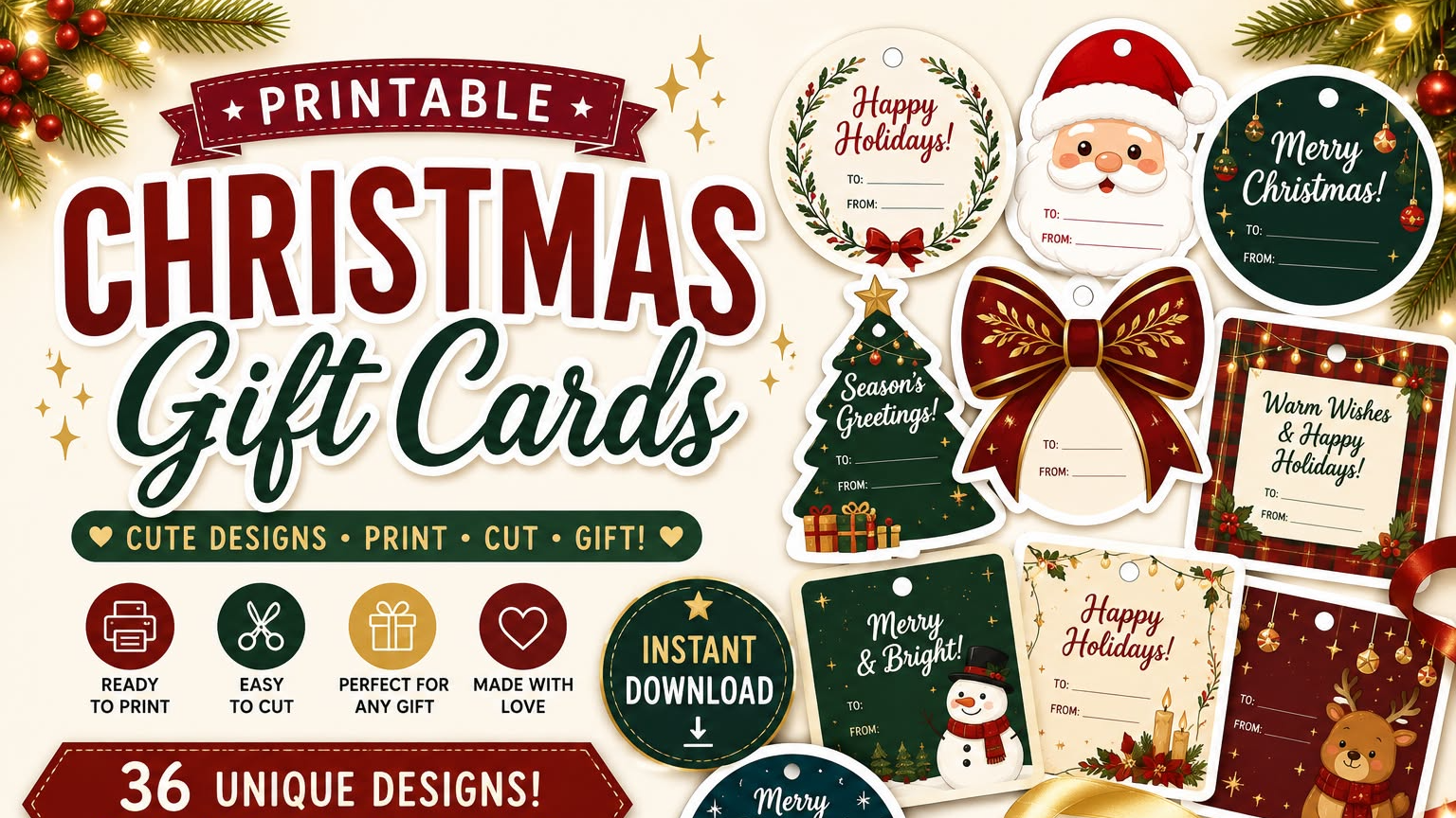 Printable Holiday Gift Cards