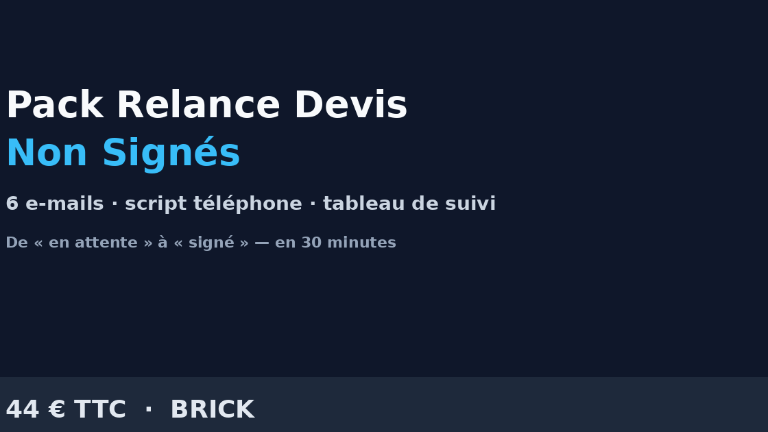 Pack Relance Devis Non Signés