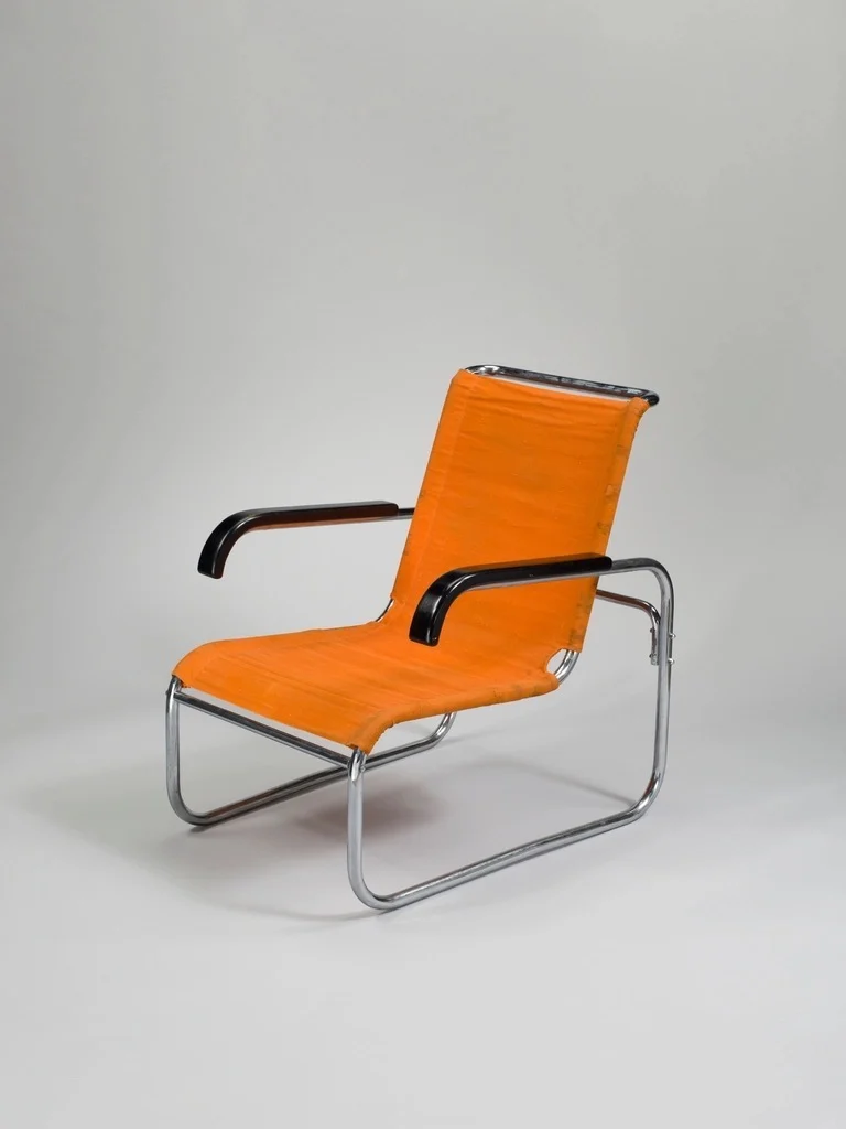 Tubular Lounge Chair, Cane + Steel