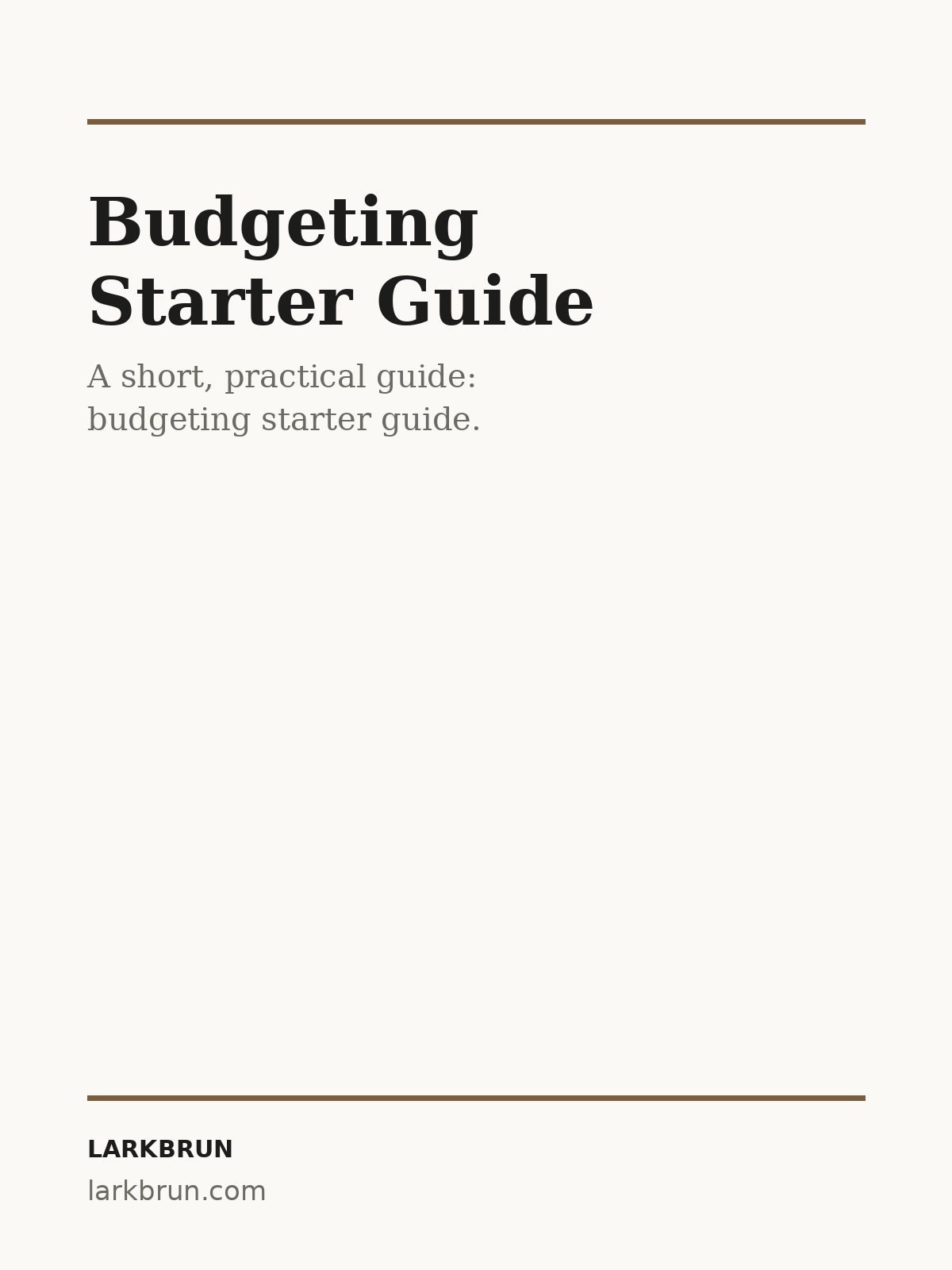 Budgeting Starter Guide