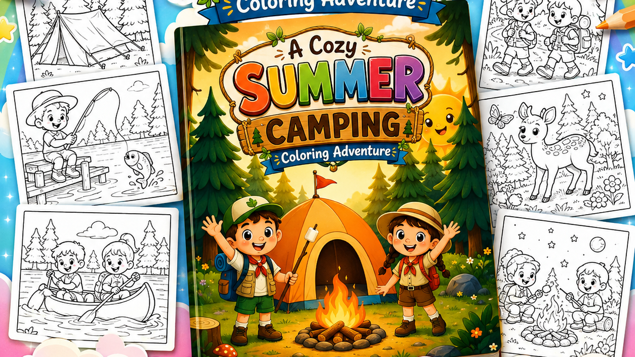 Summer Camping Coloring Book