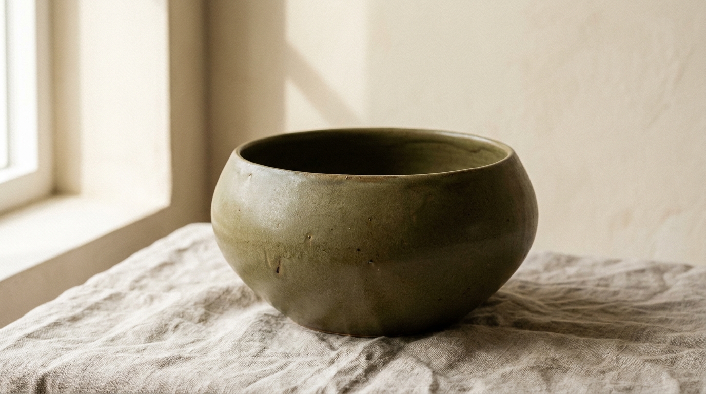 Olive Ceramic Vessel
