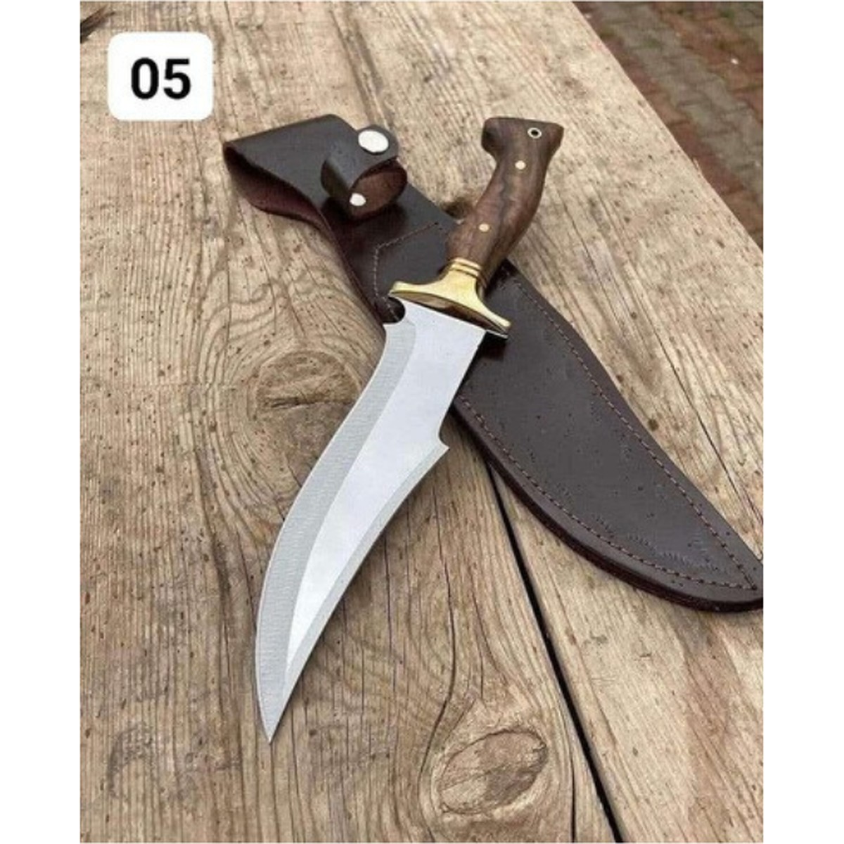 Custom Handmade Wood & Brass Hunting Knife handmade in Wazirabad, Punjab, Pakistan