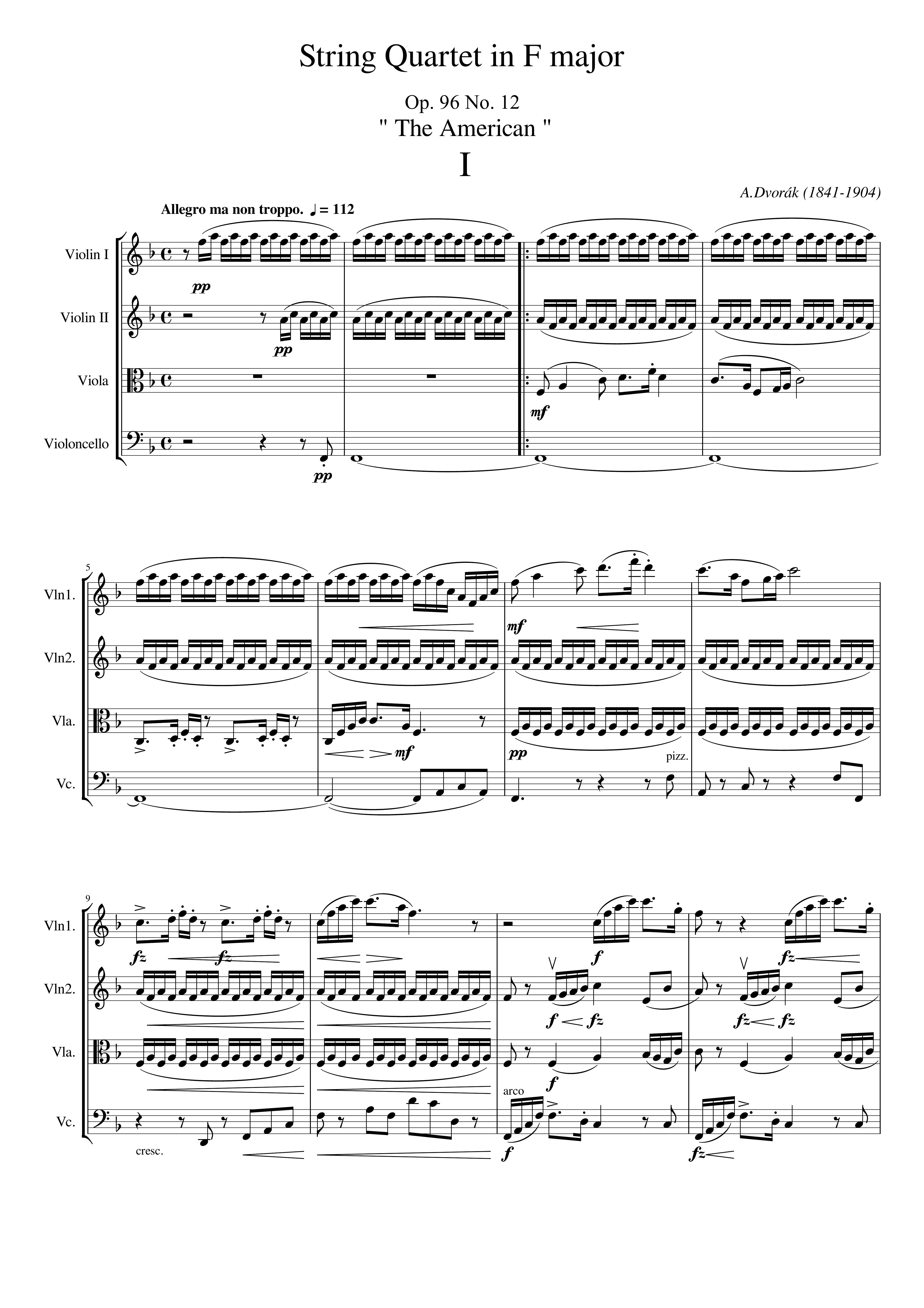 A.Dvorák, String Quartet in F major, Op.96 No.12 'The American' Original