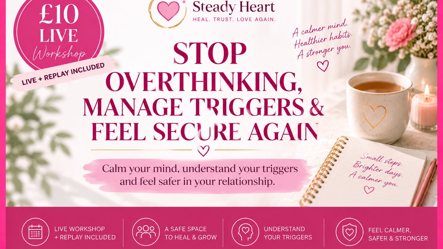 £10 LIVE WORKSHOPS: Stop Overthinking, Manage Triggers & Feel Secure Again