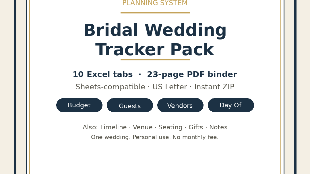 Bridal Wedding Tracker Pack
