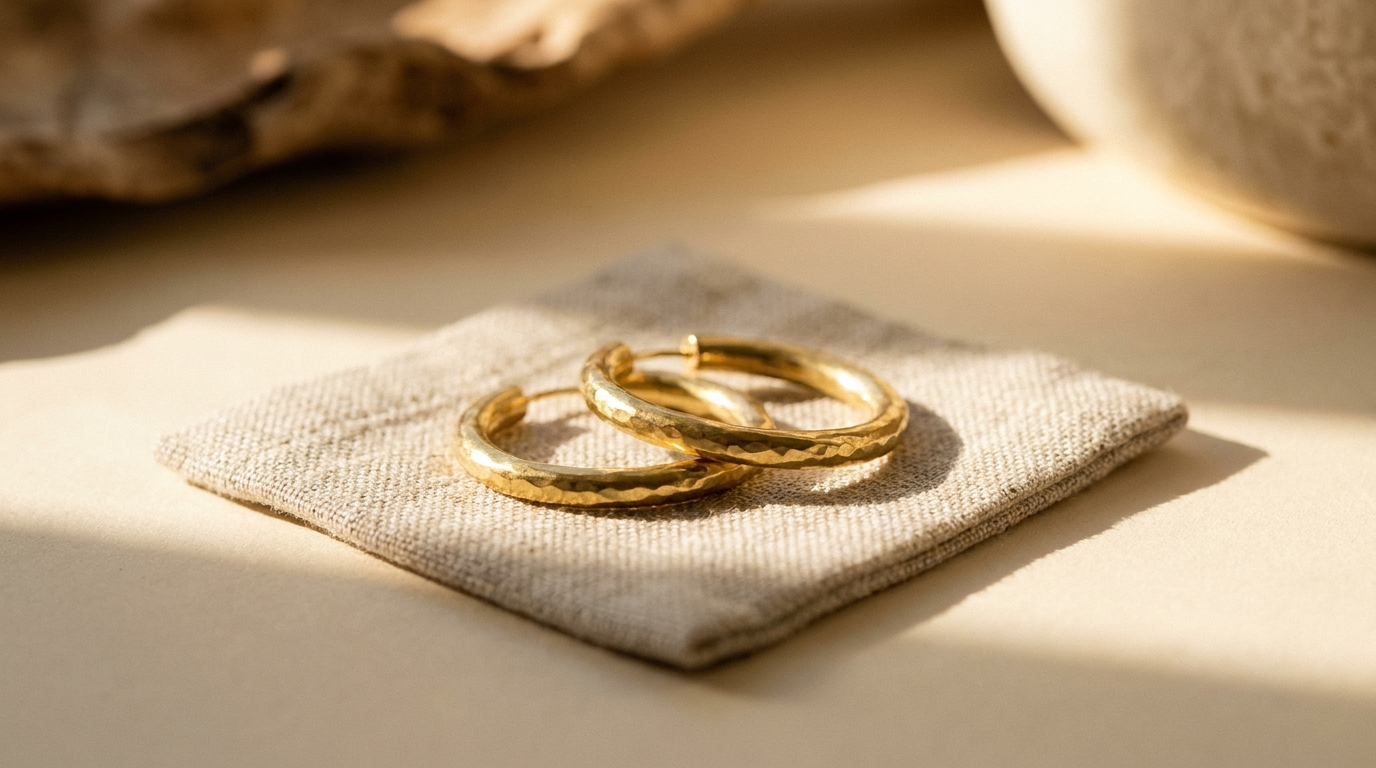 Hammered Brass Hoops