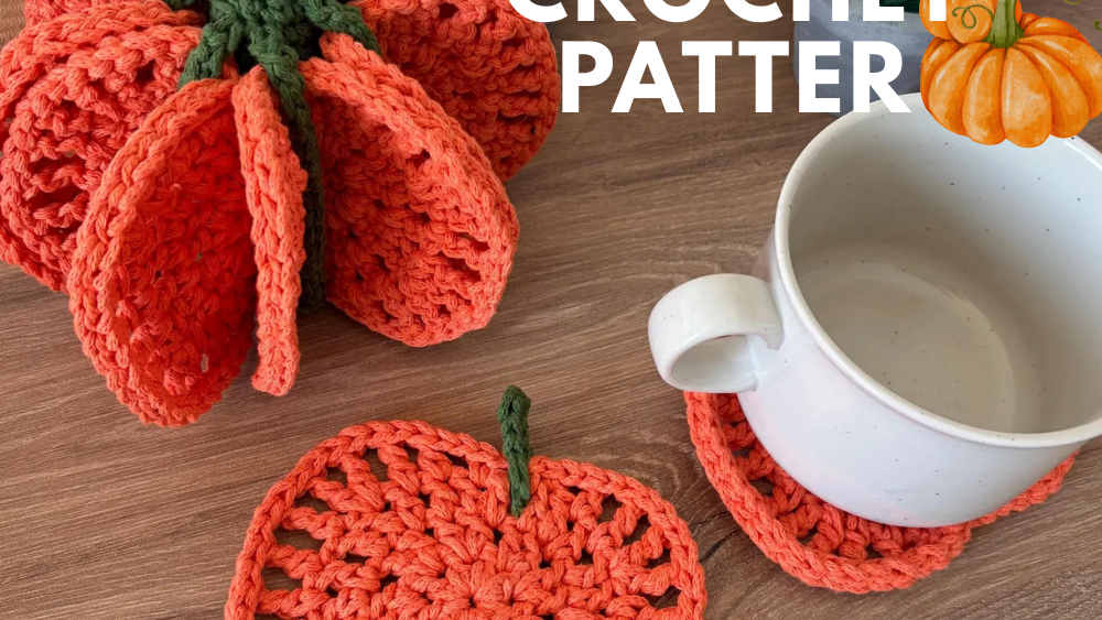 3D Pumpkin Crochet Coaster Pattern PDF - 8 Coaster Set