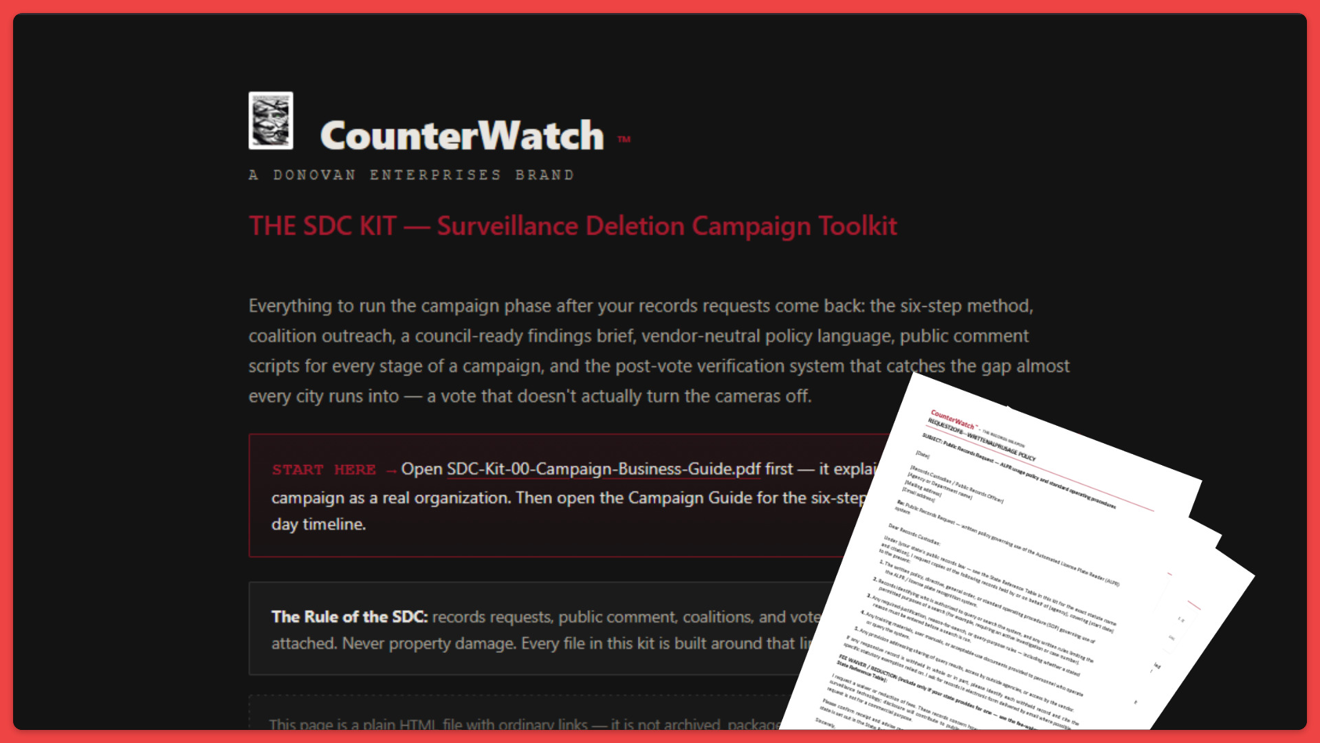 CounterWatch™ THE SDC KIT Surveillance Deletion Campaign Toolkit