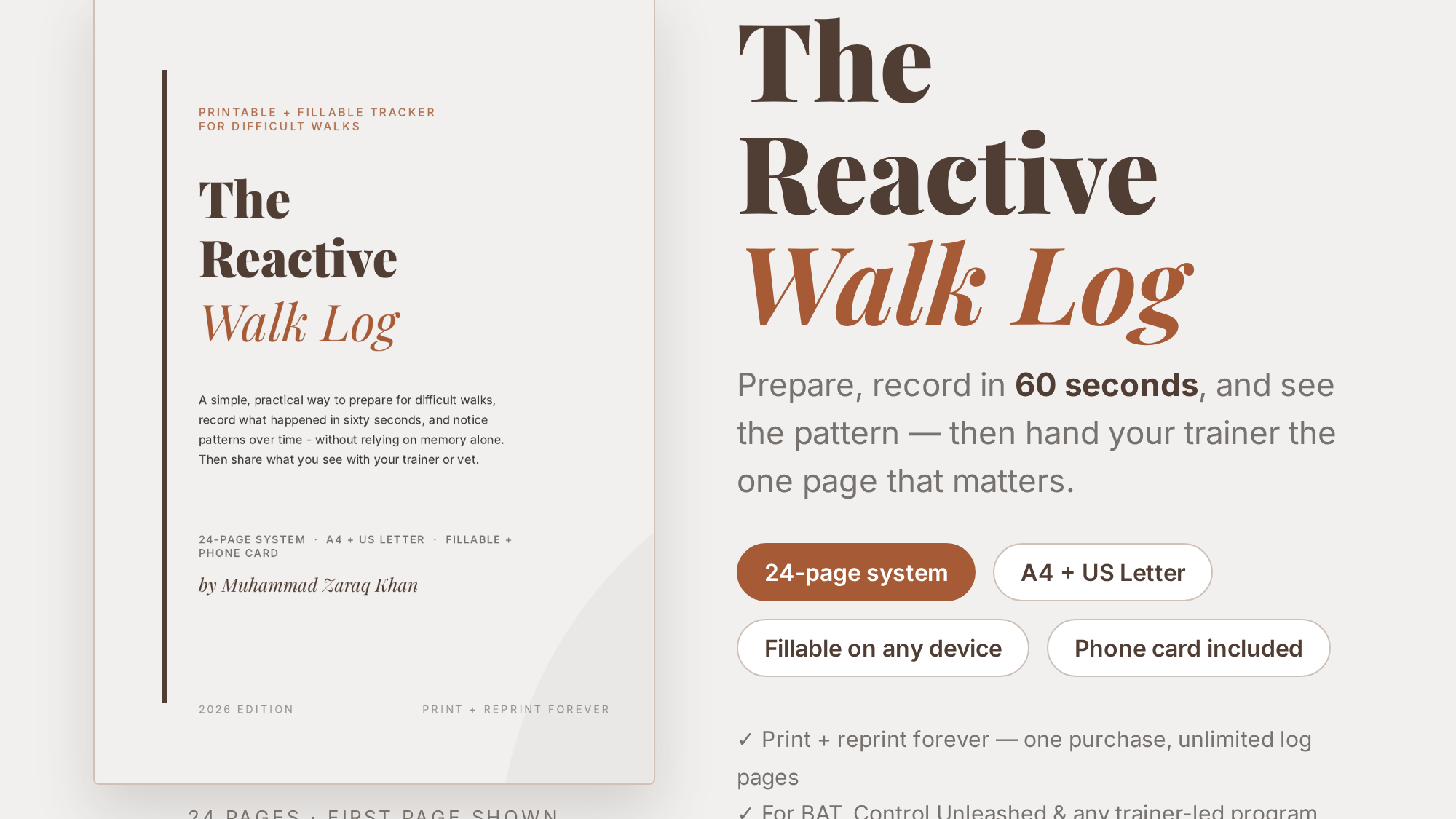 The Reactive Walk Log for Reactive Dogs