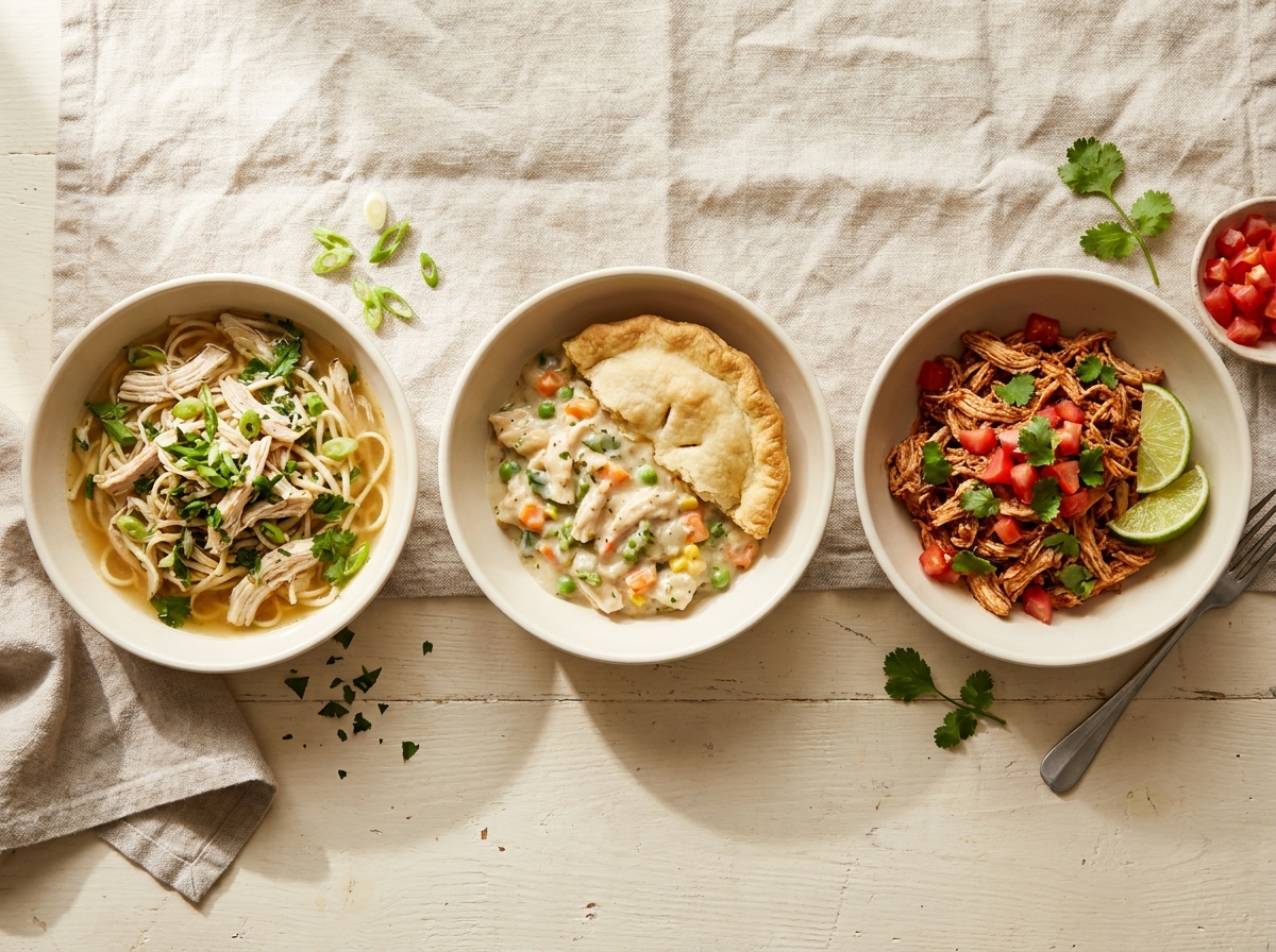Leftover Roast Chicken Three Ways