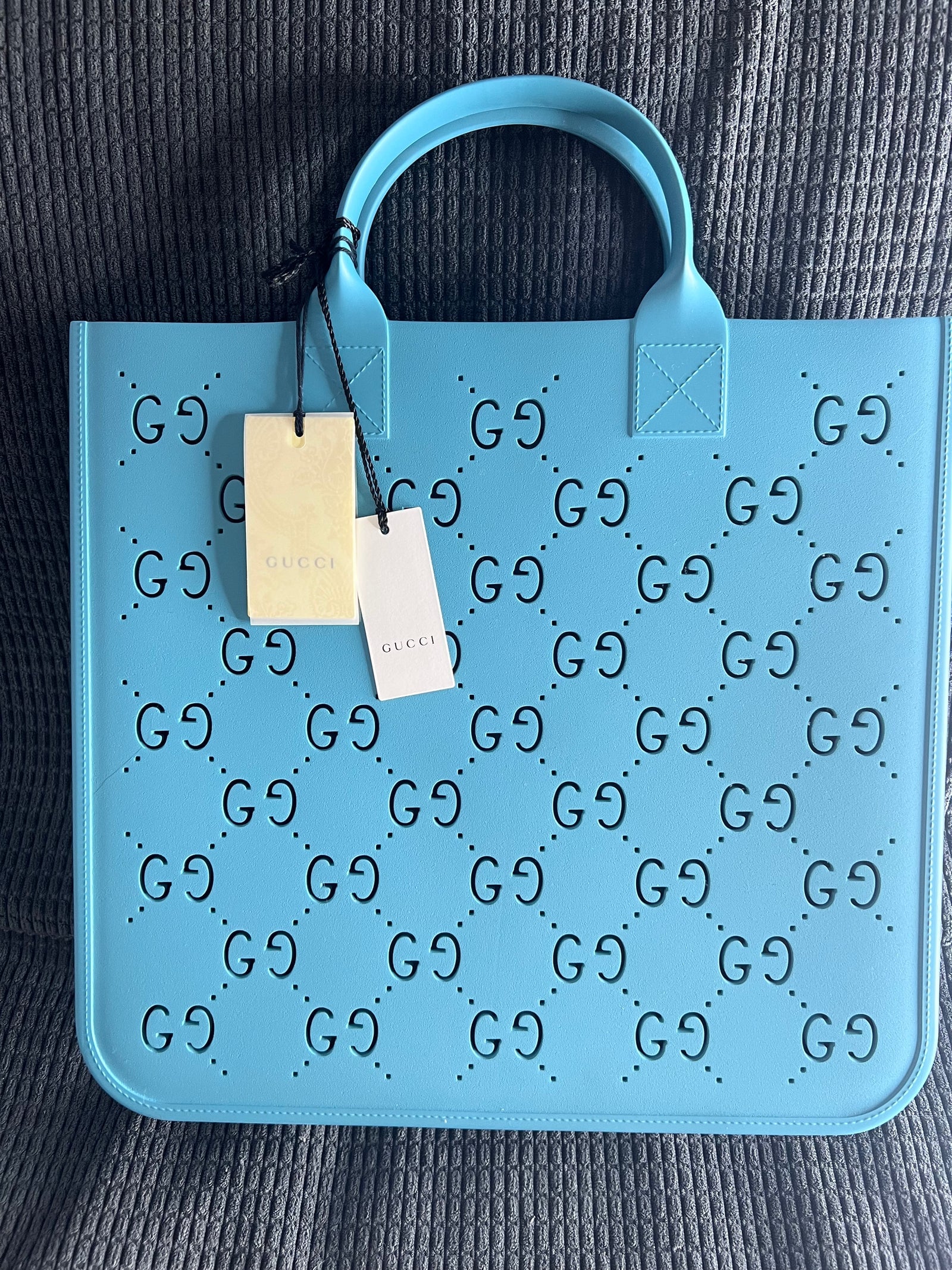 GG Rubber Tote Bag Light Blue