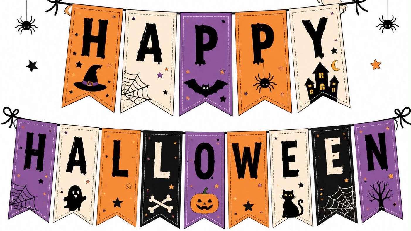  Printables Halloween Banner & Cupcake Toppers