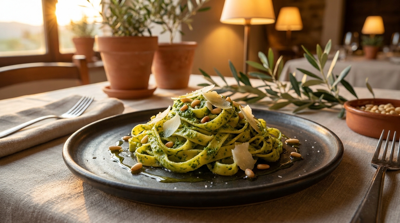 Pasta al pesto de oliva
