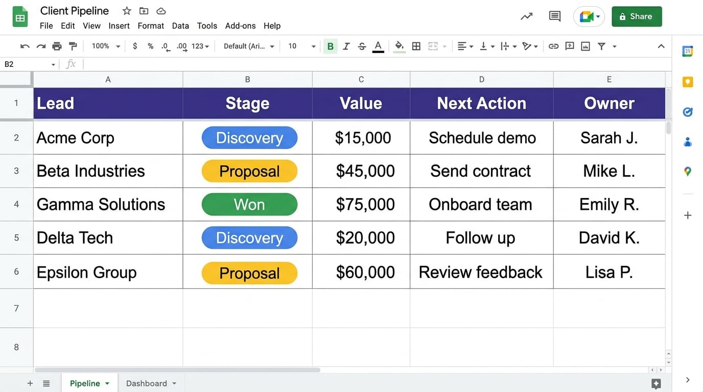 Client Pipeline Sheet