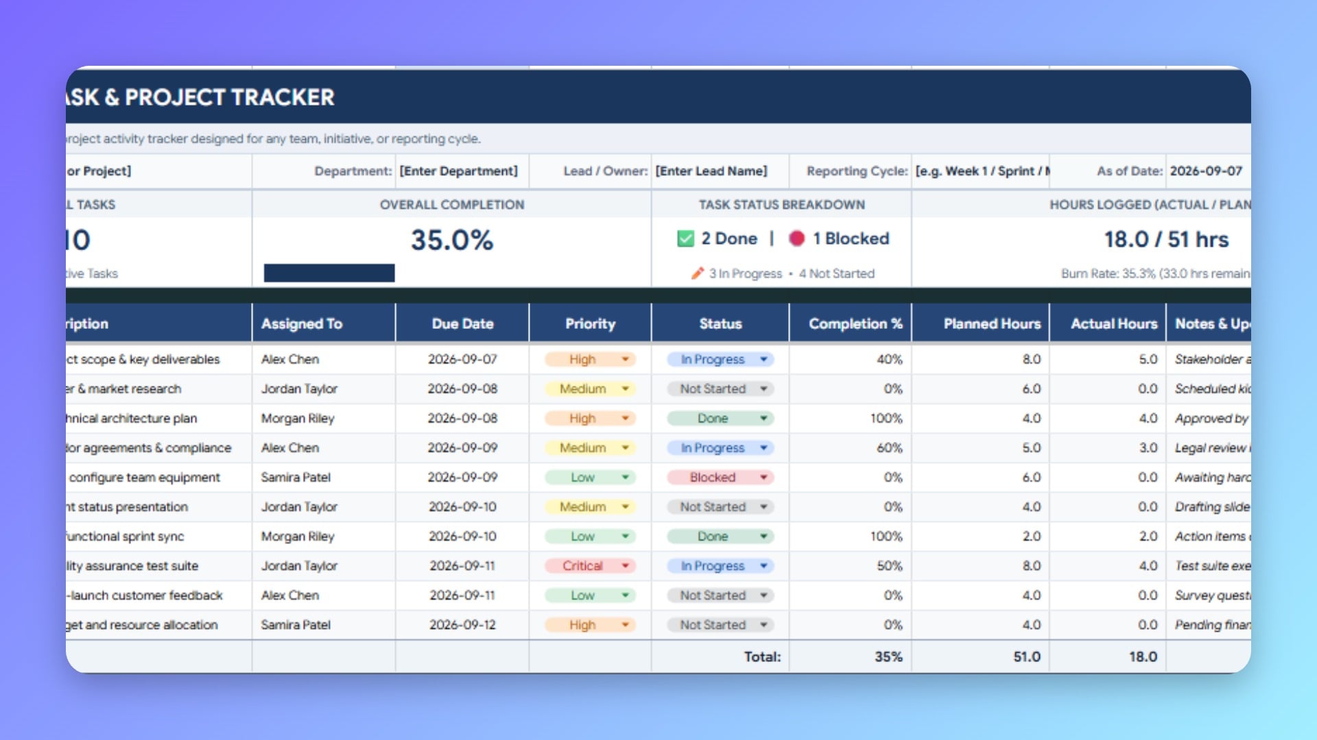 Universal Task & Project Tracker