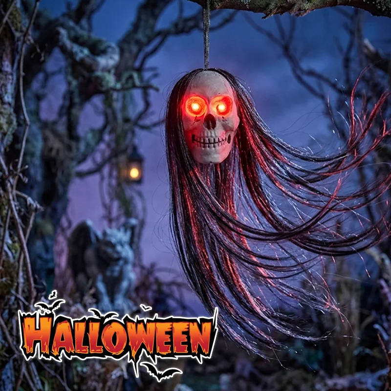 Masque Squelette Hanté – Yeux Rouges Lumineux