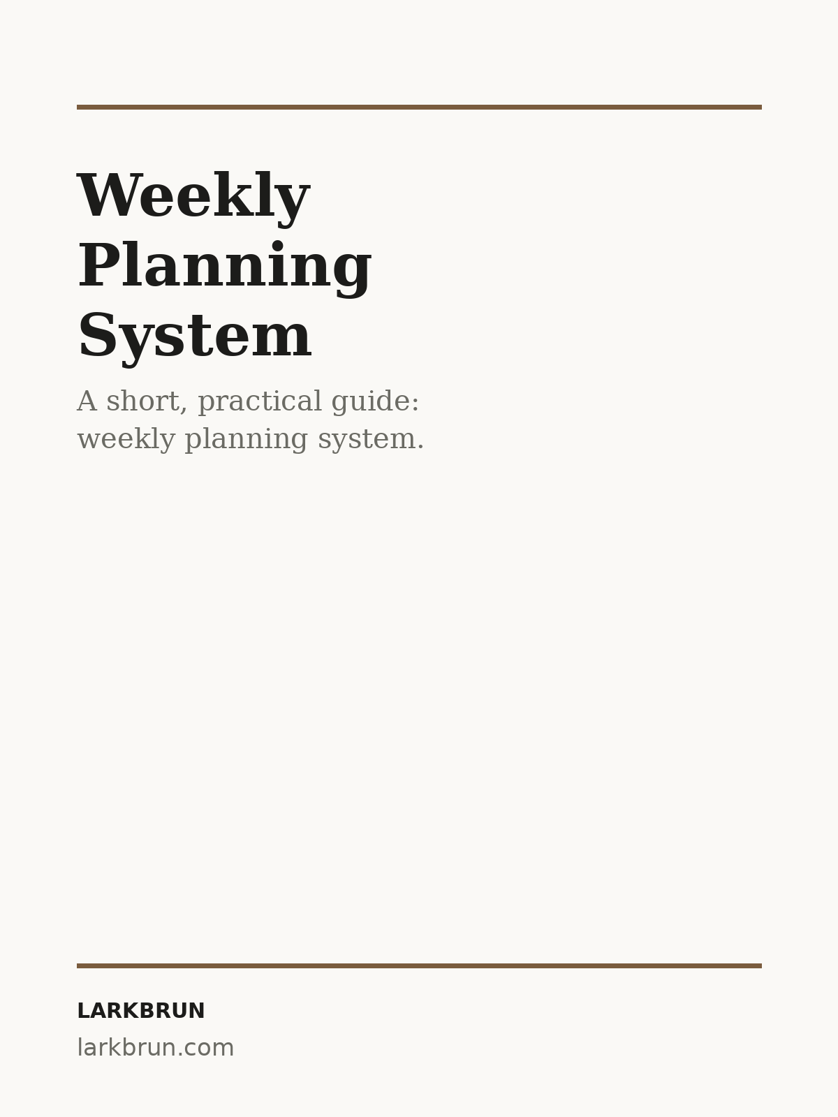 Weekly Planning System