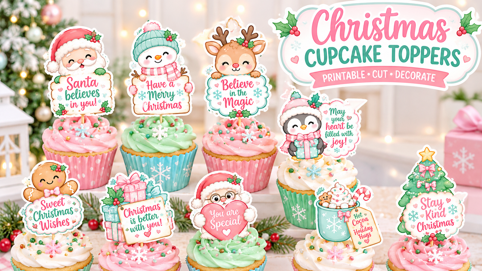 Printable Christmas Cupcake Toppers