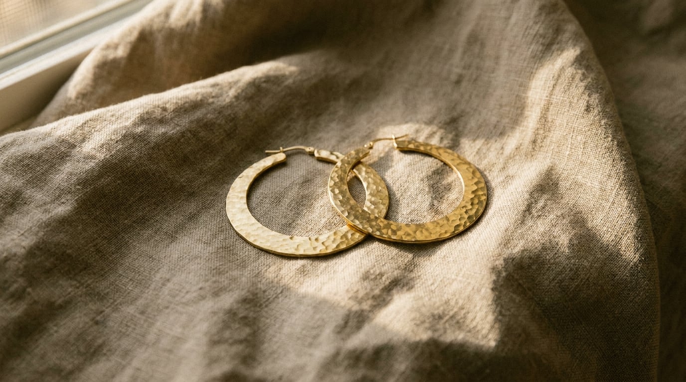 Hammered Brass Hoops