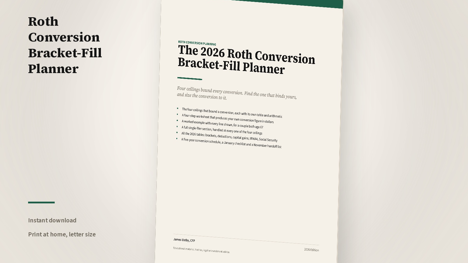 2026 Roth Conversion Bracket-Fill Planner