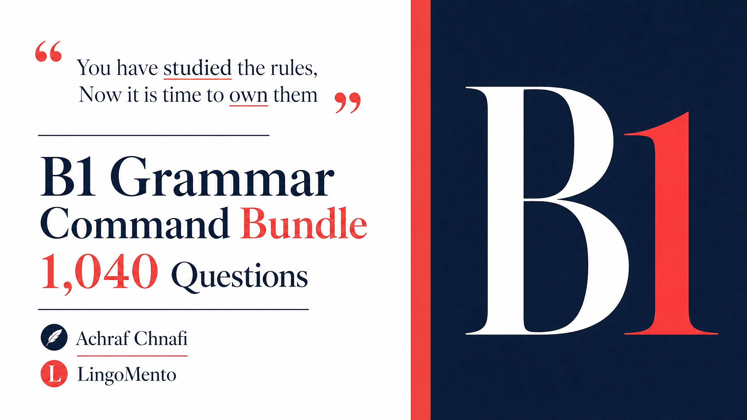 B1 English Grammar Workbook Bundle – 1040 Practice Questions