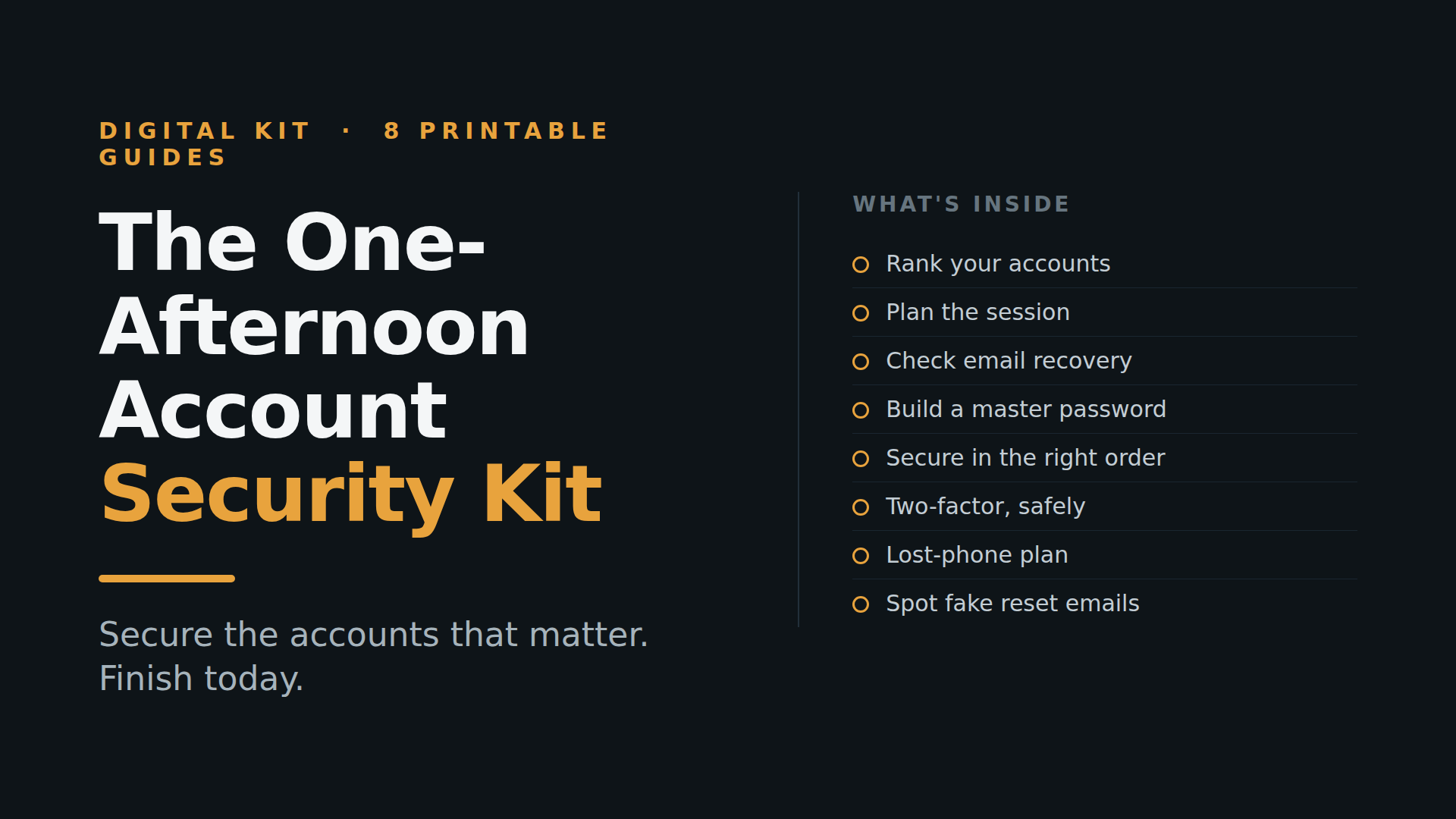 The One-Afternoon Account Security Kit