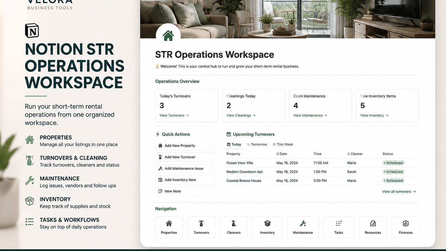 Airbnb Host Management System | Notion STR Dashboard