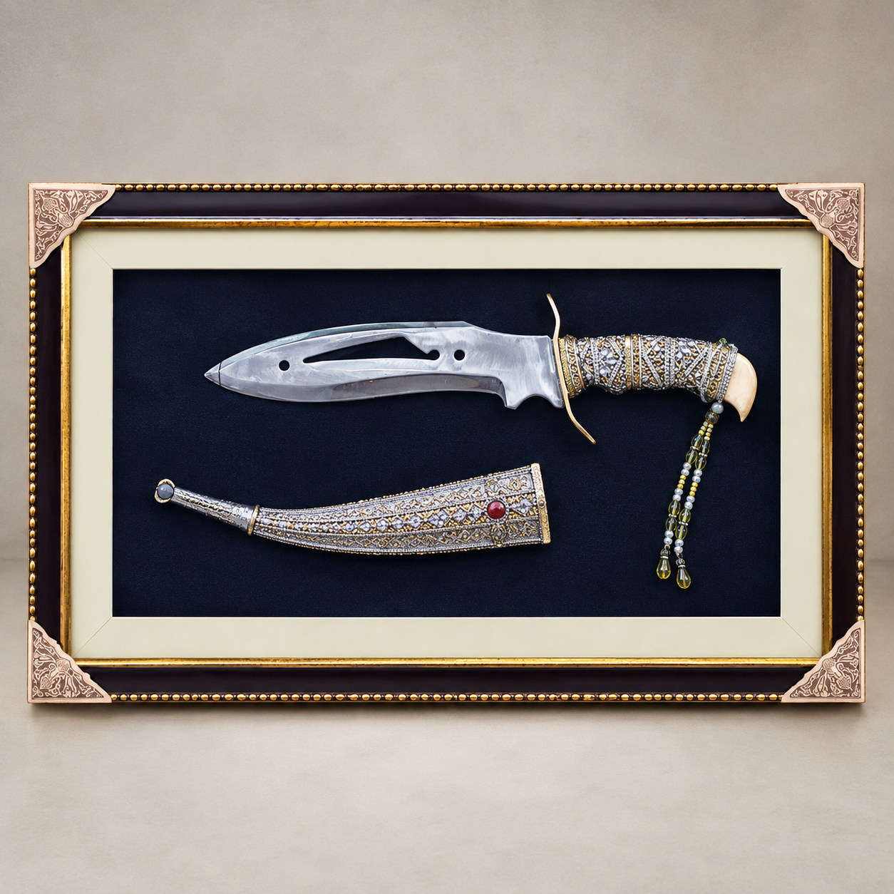 Silver Ornamental Dagger with Decorated Sheath handmade in Wazirabad, Punjab, Pakistan