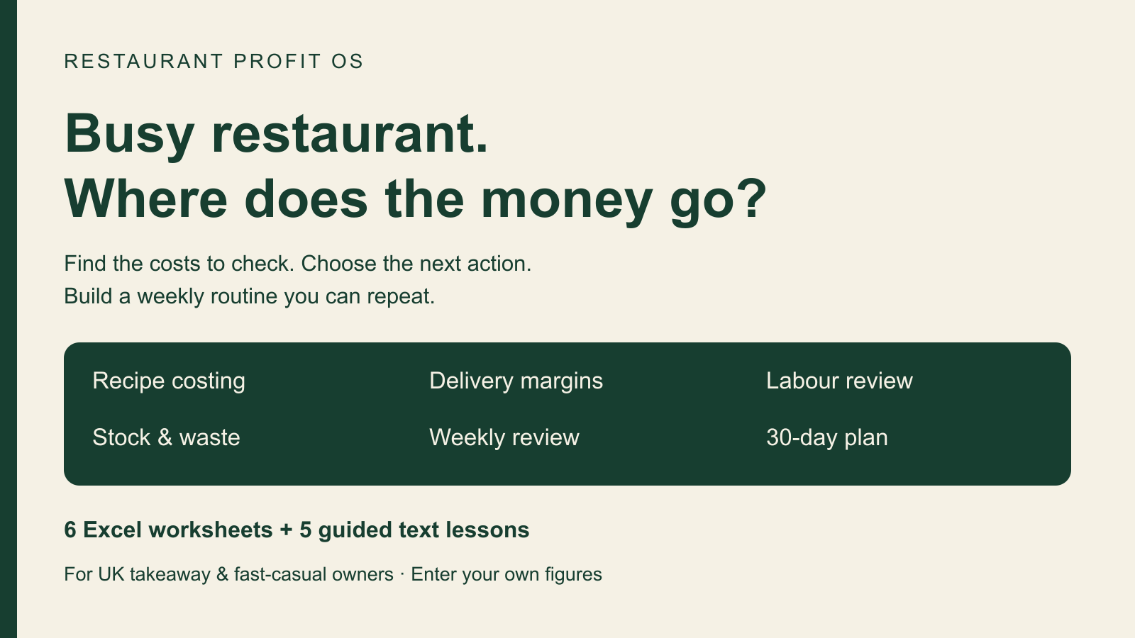 Founding Toolkit: Restaurant Food Cost & Profit Workbook (UK)