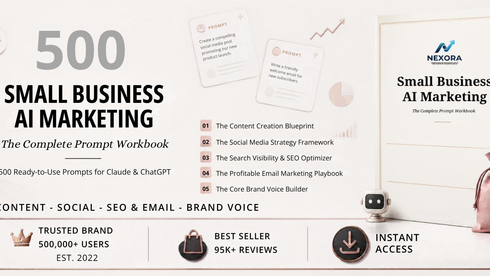 500 AI Marketing Prompts for Small Business (Claude + ChatGPT)