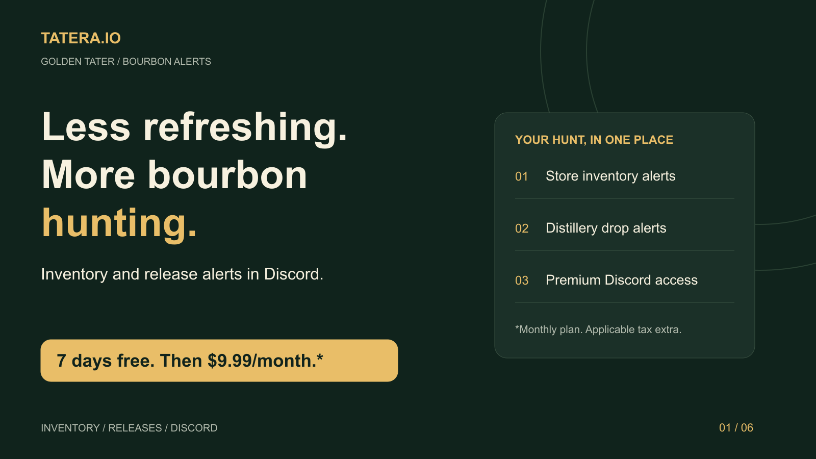 Bourbon Inventory Alerts - Golden Tater