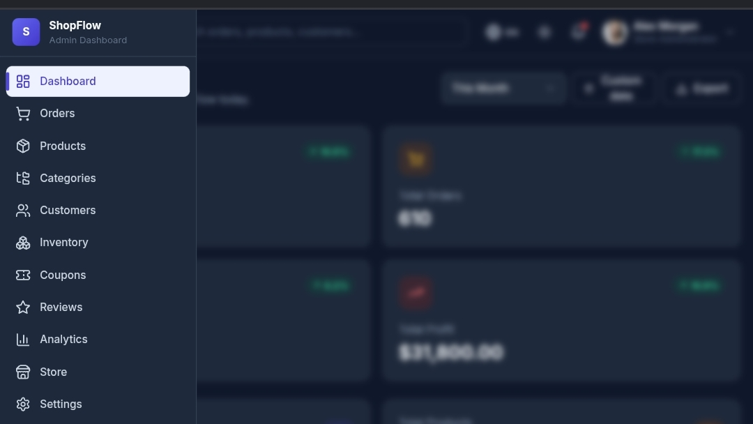 Nexora Admin — E-commerce Dashboard Template